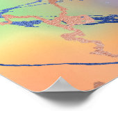 鮮やかな大理石 |パステルはっきりしたカラフルウォーターの色 ポスター (角)