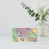 鮮やかな大理石 |水カラフル色モノグラはっきりしたム 名刺 (スタンド正面)