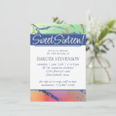 鮮やかな大理石 鮮やかカラフルグラデーション| Sweet 16 招待状 (スタンド正面)