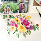 鮮やかな大胆な野生の花がスクリプトの結婚前のお祝い サンキューカード