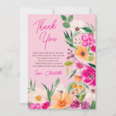 鮮やかな大胆な野生の花がスクリプトの結婚前のお茶会を飾る サンキューカード (正面)