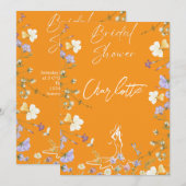 鮮やかな大胆な野生の花のスクリプトのウェディング 招待状 (正面/裏面)