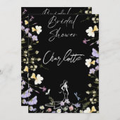 鮮やかな大胆な野生の花のスクリプトのウェディング 招待状 (正面/裏面)