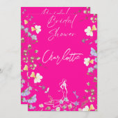 鮮やかな大胆な野生の花のスクリプトの結婚式 招待状 (正面/裏面)