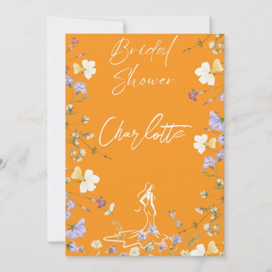 鮮やかな大胆な野生の花のスクリプトの結婚式 招待状 (正面)