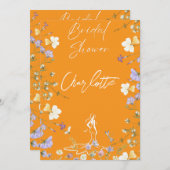 鮮やかな大胆な野生の花のスクリプトの結婚式 招待状 (正面/裏面)