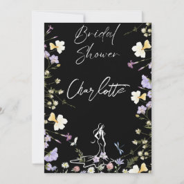 鮮やかな大胆な野生の花のスクリプトの結婚式 招待状