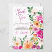 鮮やかな大胆な野生の花のスクリプト ウェディングシャワー サンキューカード (正面)