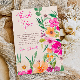 鮮やかな大胆な野生の花のスクリプト ブライダルシャワー サンキューカード