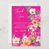 鮮やかな大胆な野生の花のスクリプト ブライダル シャワー サンキューカード (正面)