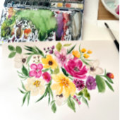 鮮やかな大胆な野生の花のスクリプト ブライダル シャワー サンキューカード