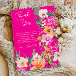 鮮やかな大胆な野生の花のスクリプト ブライダル シャワー サンキューカード