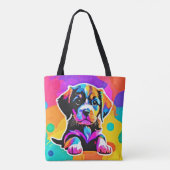 鮮やかな子犬のアート作品 トートバッグ (裏面)