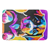 鮮やかな子犬のアート作品 バスマット (正面)