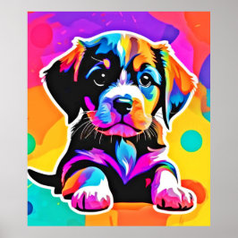鮮やかな子犬のアート作品 ポスター