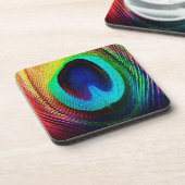 鮮やかな孔雀の羽 コースター (左側)
