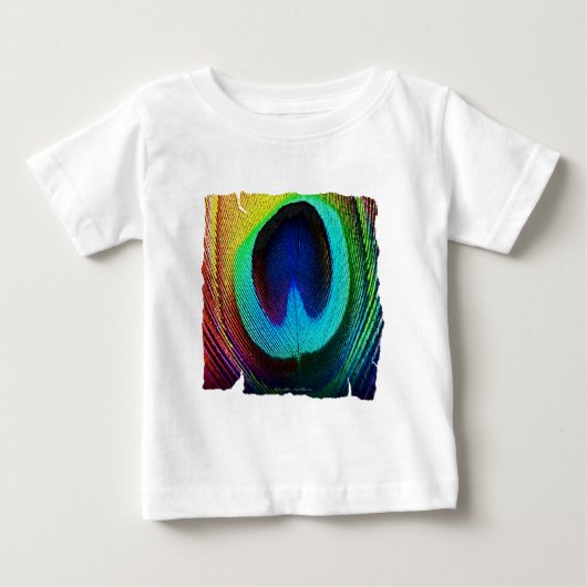 鮮やかな孔雀の羽 ベビーTシャツ (正面)