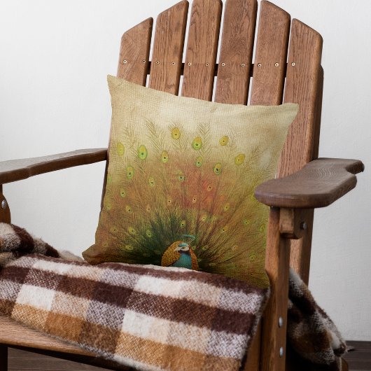 鮮やかな孔雀ファン クッション