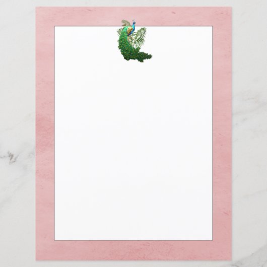 鮮やかな孔雀 | ピンクの紙のシート (裏面)