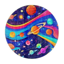 鮮やかな宇宙アート カッティングボード
