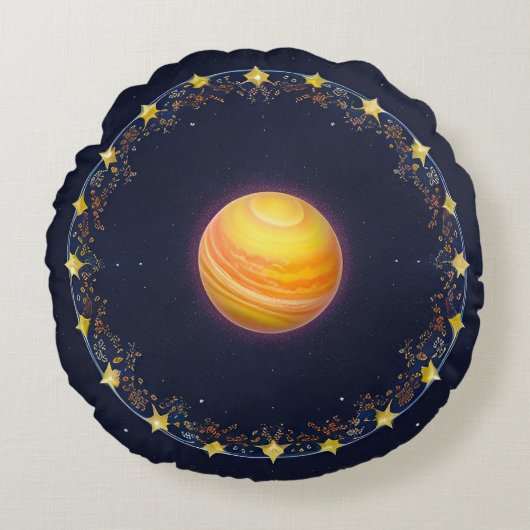 鮮やかな宇宙アート ラウンドクッション (正面)