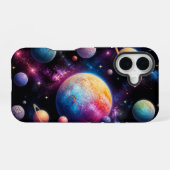 鮮やかな宇宙銀河 | カラフルな惑星 iPhone 16ケース (裏面横)
