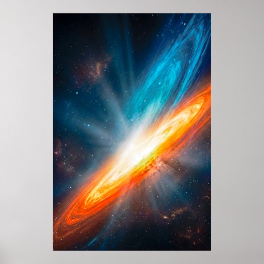 鮮やかな宇宙銀河 SF オレンジ ブルー ポスター (正面)