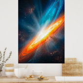鮮やかな宇宙銀河 SF オレンジ ブルー ポスター (キッチン)