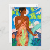 鮮やかな島の色彩とポリネシアの女性 ポストカード (正面/裏面)
