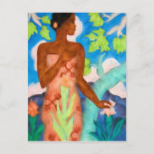 鮮やかな島の色彩とポリネシアの女性 ポストカード (正面)