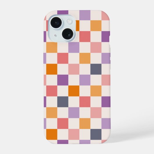 鮮やかな市松模様 iPhone 15ケース (裏面)