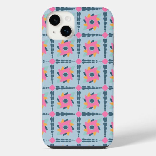 鮮やかな幾何学タイルデザイン iPhoneケース (裏面)