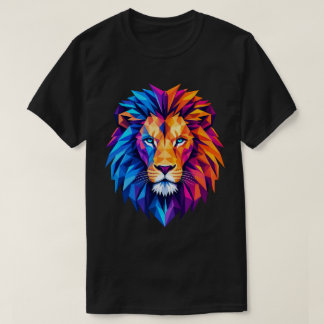 鮮やかな幾何学ライオンアートTシャツ Tシャツ