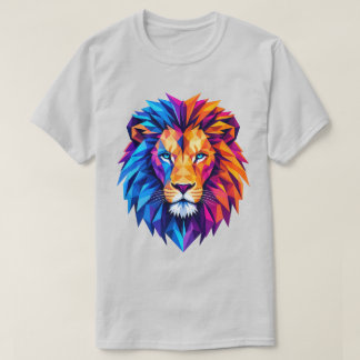 鮮やかな幾何学ライオンアートTシャツ Tシャツ