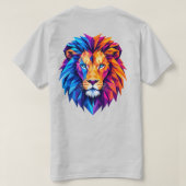 鮮やかな幾何学ライオンアートTシャツ Tシャツ (デザイン裏面)
