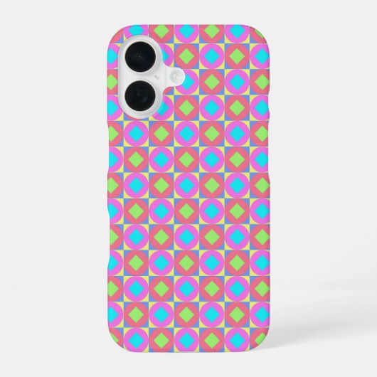 鮮やかな幾何学抽象 psychedelic パターン iPhone 16ケース (裏面)
