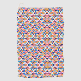 鮮やかな幾何学模様が描かれたカラフルなタオル ゴルフタオル