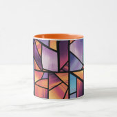 鮮やかな幾何学模様のステンドグラスアート マグカップ (中央)