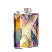 鮮やかな幾何学模様のモザイクステンドグラス水彩画 フラスク (右)