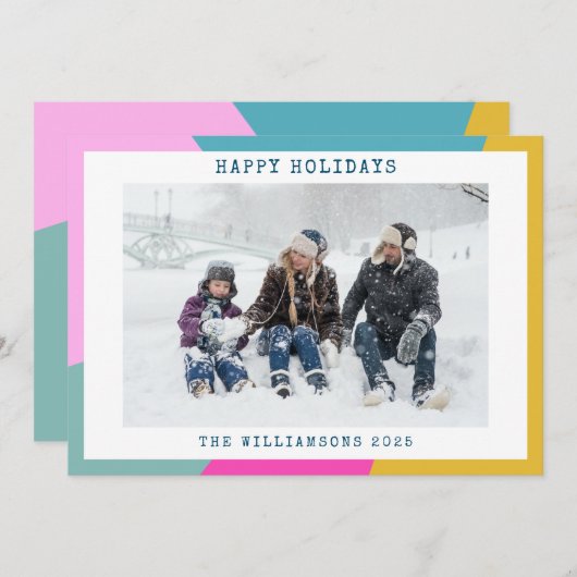 鮮やかな幾何学的な太陽のバーストの形のホットピンクの写真 シーズンカード (正面/裏面)