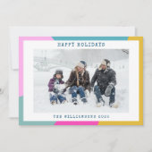 鮮やかな幾何学的な太陽のバースト形のホットピンクの写真 シーズンカード (正面)