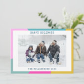 鮮やかな幾何学的な太陽のバースト形のホットピンクの写真 シーズンカード (スタンド正面)