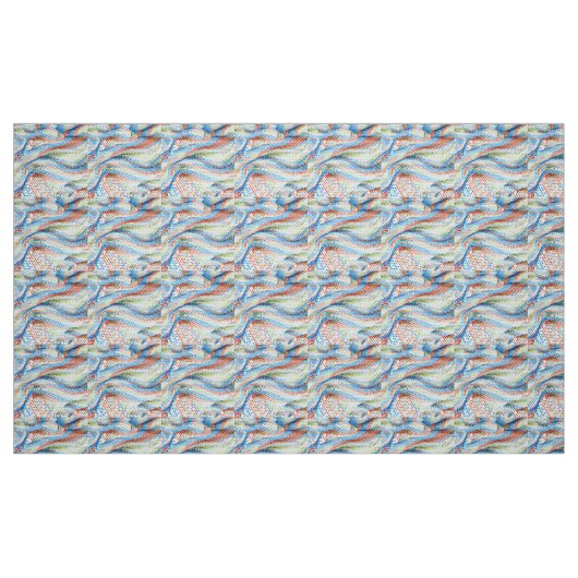 鮮やかな幾何学的な波のモザイク ファブリック (ファットクウォーター)