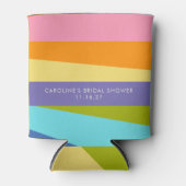 鮮やかな幾何学的な虹のカスタム ブライダルシャワー 缶クーラー (正面)