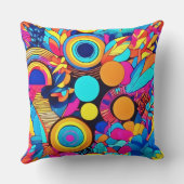 鮮やかな幾何学的抽象パターン クッション (裏面)