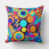 鮮やかな幾何学的抽象パターン クッション (正面)