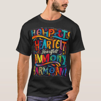鮮やかな心の調和のタイポグラフィのアートティー Tシャツ