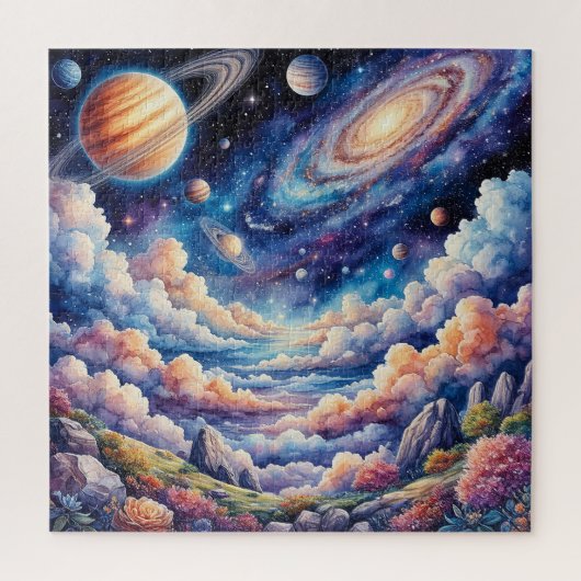 鮮やかな惑星の宇宙風景 ジグソーパズル (縦)
