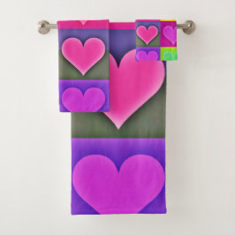 鮮やかな愛のパレット：ハート至福 バスタオルセット
