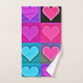 鮮やかな愛のパレット：ハート至福 バスタオルセット (ハンドタオル)